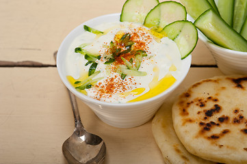 Image showing Arab middle east goat yogurt and cucumber salad 