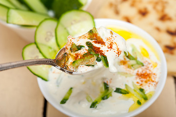 Image showing Arab middle east goat yogurt and cucumber salad 