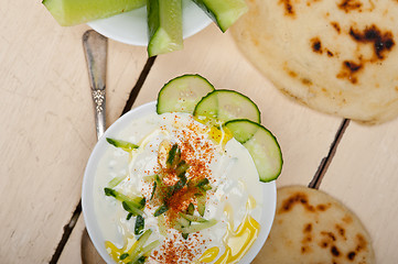 Image showing Arab middle east goat yogurt and cucumber salad 