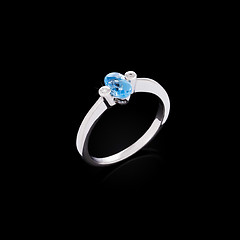 Image showing Engagement diamond ring on black background