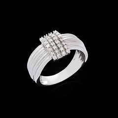 Image showing Engagement diamond ring on black background