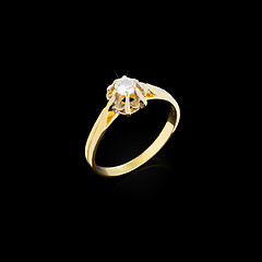 Image showing Engagement diamond ring on black background