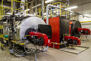 Image showing Gas boilers in gas boiler room