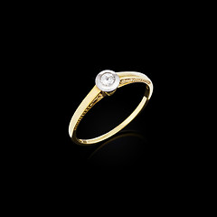 Image showing Engagement diamond ring on black background