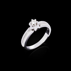 Image showing Engagement diamond ring on black background