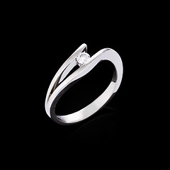 Image showing Engagement diamond ring on black background