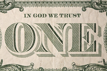 Image showing One dollar bill