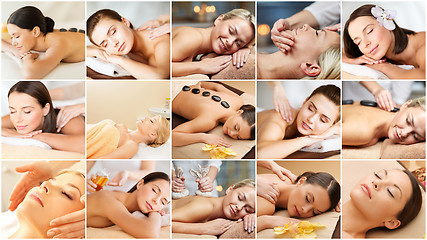 Image showing women having facial or body massage in spa salon