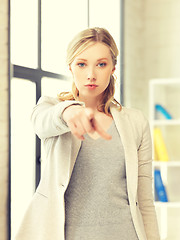 Image showing businesswoman pointing her finger