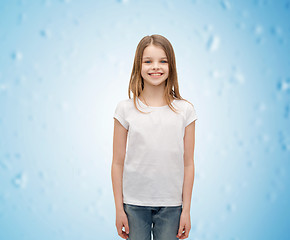 Image showing smiling little girl in white blank t-shirt