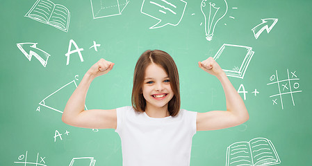 Image showing smiling little girl in white blank t-shirt