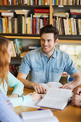 Image showing students with books preparing to exam in library