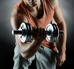 Image showing young man with dumbbell