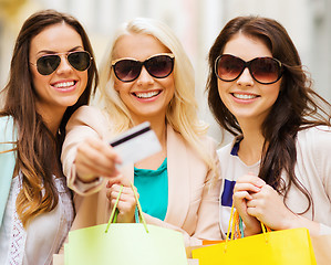 Image showing girls with shopping bags in ctiy