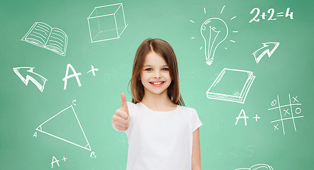 Image showing smiling little girl in white blank t-shirt