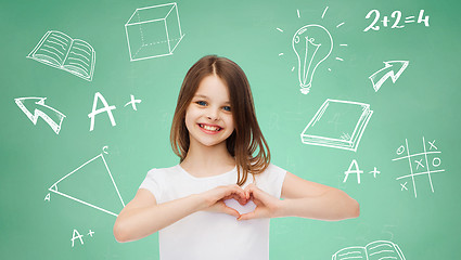 Image showing smiling little girl in white blank t-shirt