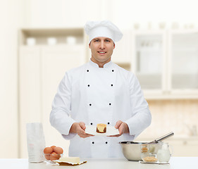 Image showing happy male chef cook baking