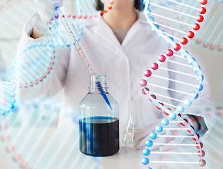 Image showing close up of scientist making test in lab