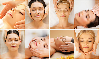 Image showing women having facial treatment in spa salon