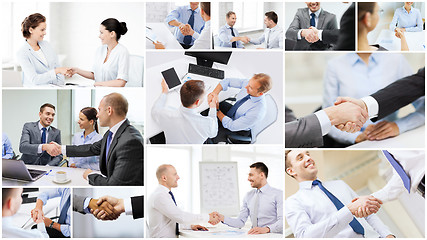 Image showing collage with business handshake