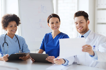 Image showing group of happy doctors meeting at hospital office