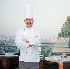 Image showing happy male chef cook with crossed hands