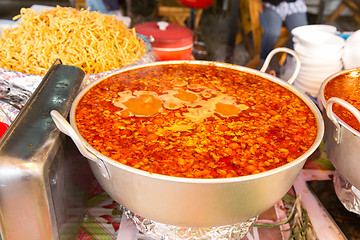 Image showing pot of spicy soup at street market