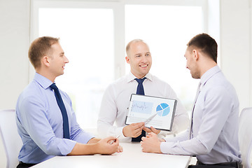 Image showing smiling businessmen with papers in office