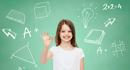 Image showing smiling little girl in white blank t-shirt