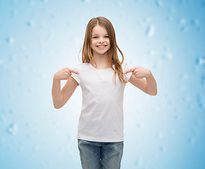 Image showing smiling little girl in blank white t-shirt