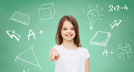 Image showing smiling little girl in white blank t-shirt