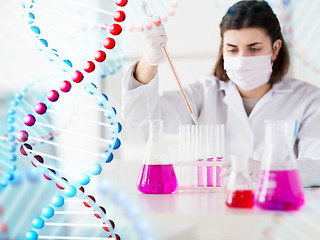 Image showing close up of scientist making test in lab