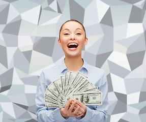 Image showing young businesswoman with dollar cash money