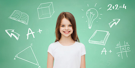 Image showing smiling little girl in white blank t-shirt