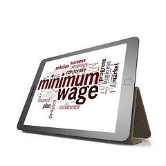 Image showing Minimum wage word cloud on tablet