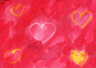 Image showing watercolor hearts
