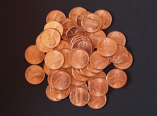 Image showing Dollar coins 1 cent wheat penny cent