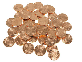 Image showing Dollar coins 1 cent wheat penny cent