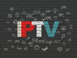 Image showing Web design concept: IPTV on wall background