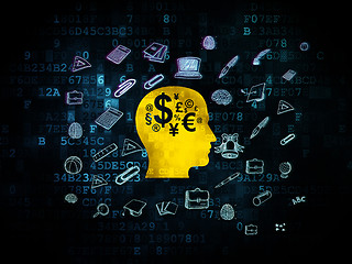Image showing Education concept: Head With Finance Symbol on Digital background