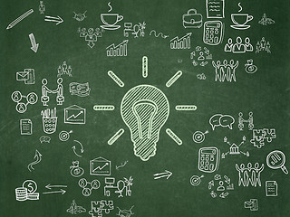 Image showing Business concept: Light Bulb on School Board background