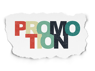 Image showing Marketing concept: Promotion on Torn Paper background