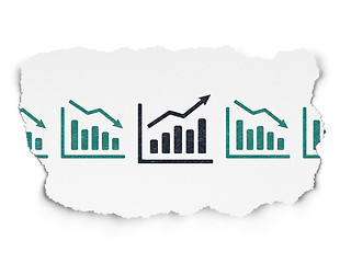 Image showing Finance concept: growth graph icon on Torn Paper background
