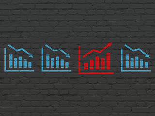 Image showing Business concept: growth graph icon on wall background