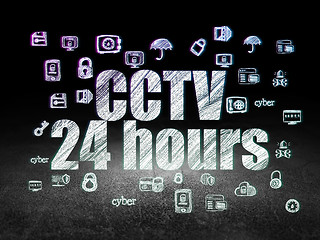 Image showing Privacy concept: CCTV 24 hours in grunge dark room