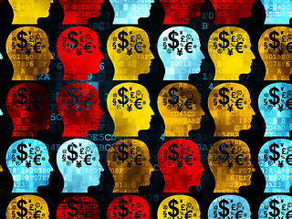 Image showing Education concept: Head With Finance Symbol icons on Digital background