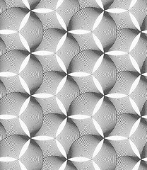 Image showing Monochrome striped puckered hexagons