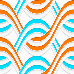 Image showing White embossed interlocking waves with blue and orange