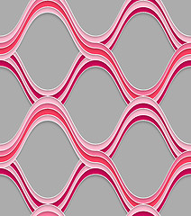 Image showing Pink embossed interlocking wavy lines