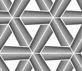 Image showing Monochrome halftone striped tetrapods with white grid